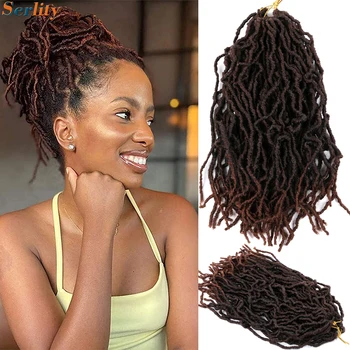 14 Inch Short New Faux Locs Braids Ombre Black Brown Soft Locs Crochet Hair Goddess Locks Crochet Hair For Black Women And Kids 1