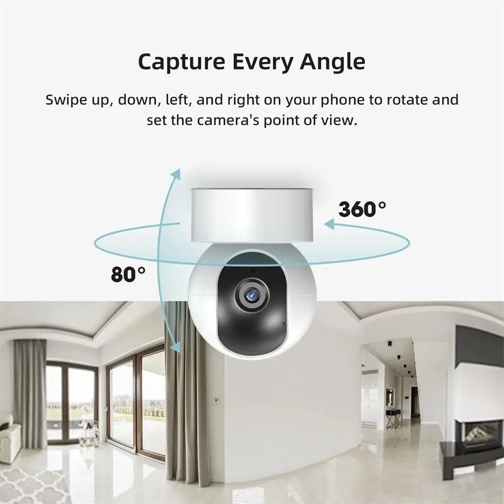 1080P Wireless IP Camera with Auto Tracking Indoor WiFi Smart Home Camera Work with TUYA APP Remote Control Works with Alexa 4