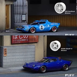 Model Car 1/64 Wheels SSR&Work Wheels Diameter 6.8mm With Rubber Tires Modified Parts Racing Vehicle Toy Tomica 4pcs Set