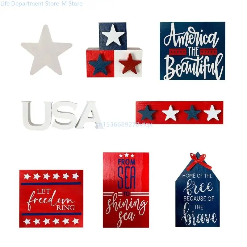 

Independence Day Layered Tray Decoration Ornaments Set Tray Decors for Patriotic Parties Gatherings and Store Displays