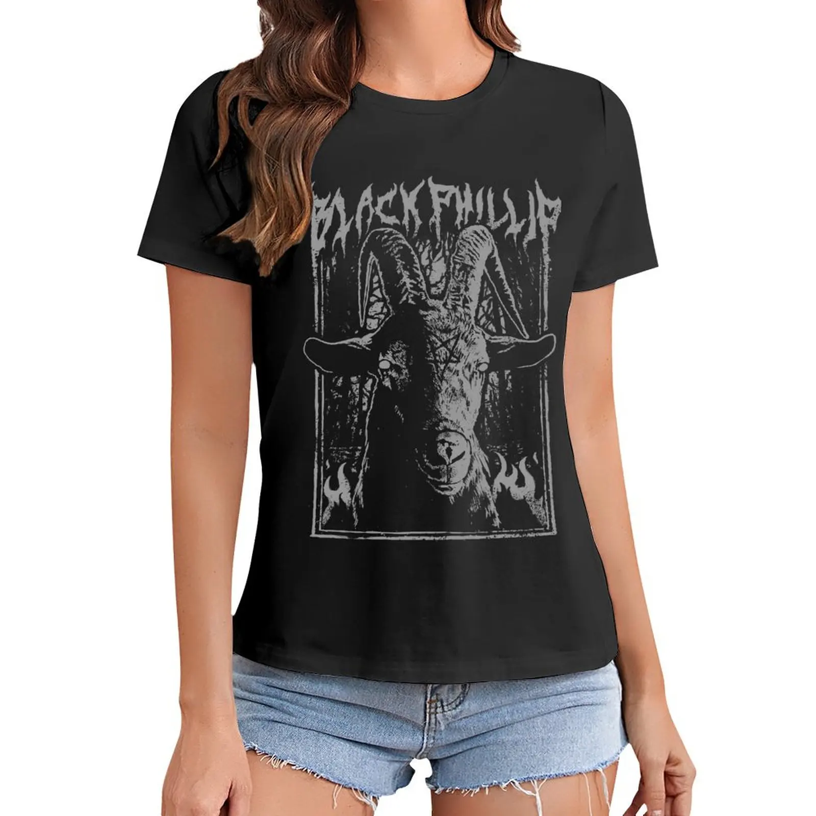 

Black Metal Phillip T-Shirt graphics tops t-shirt dress for Women plus size sexy
