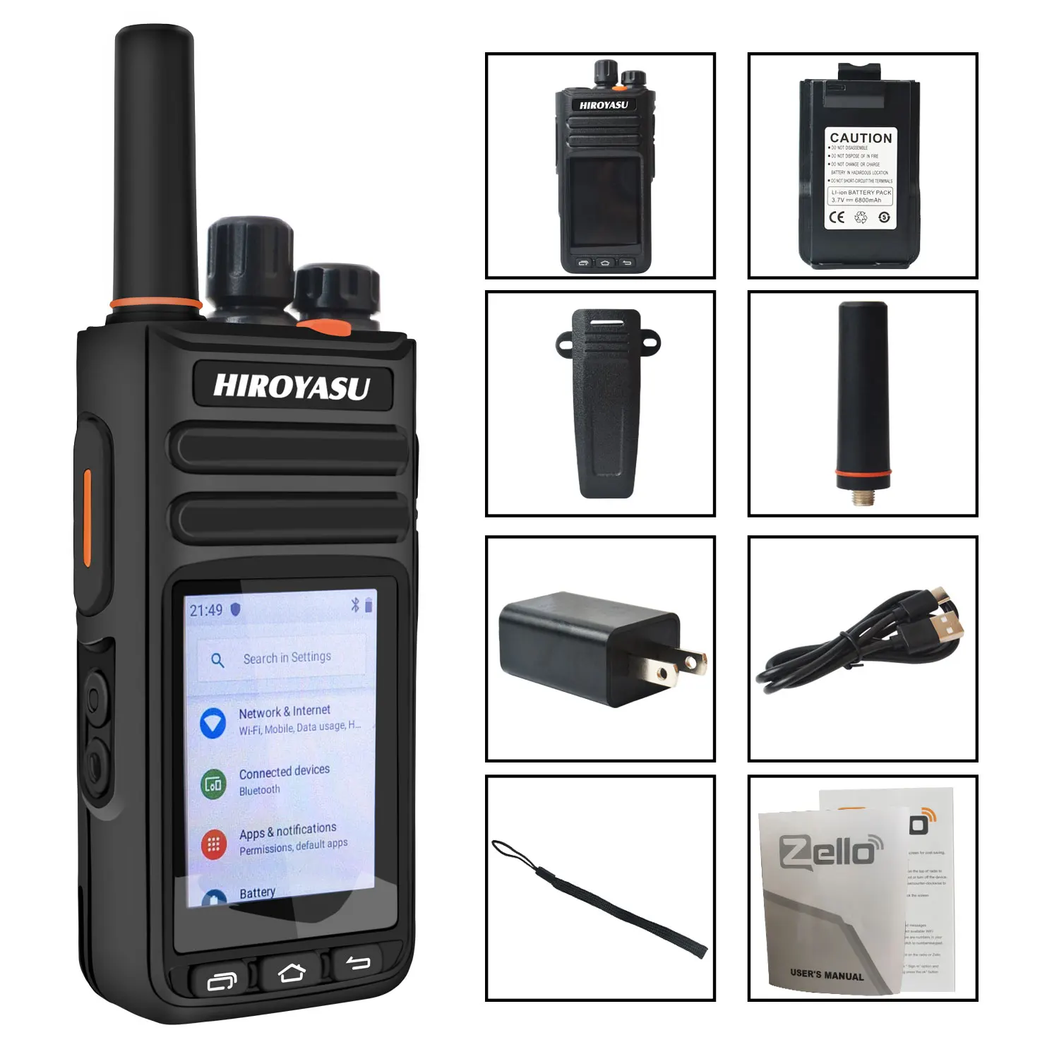 Hiroyasu HI-B8 2G 3G 4G LTE Cellular Network WIFI PoC FM Walkie Talkie 2GB+16GB Android9.0 Phone Call GPS 2.4"Touch Screen Radio 6