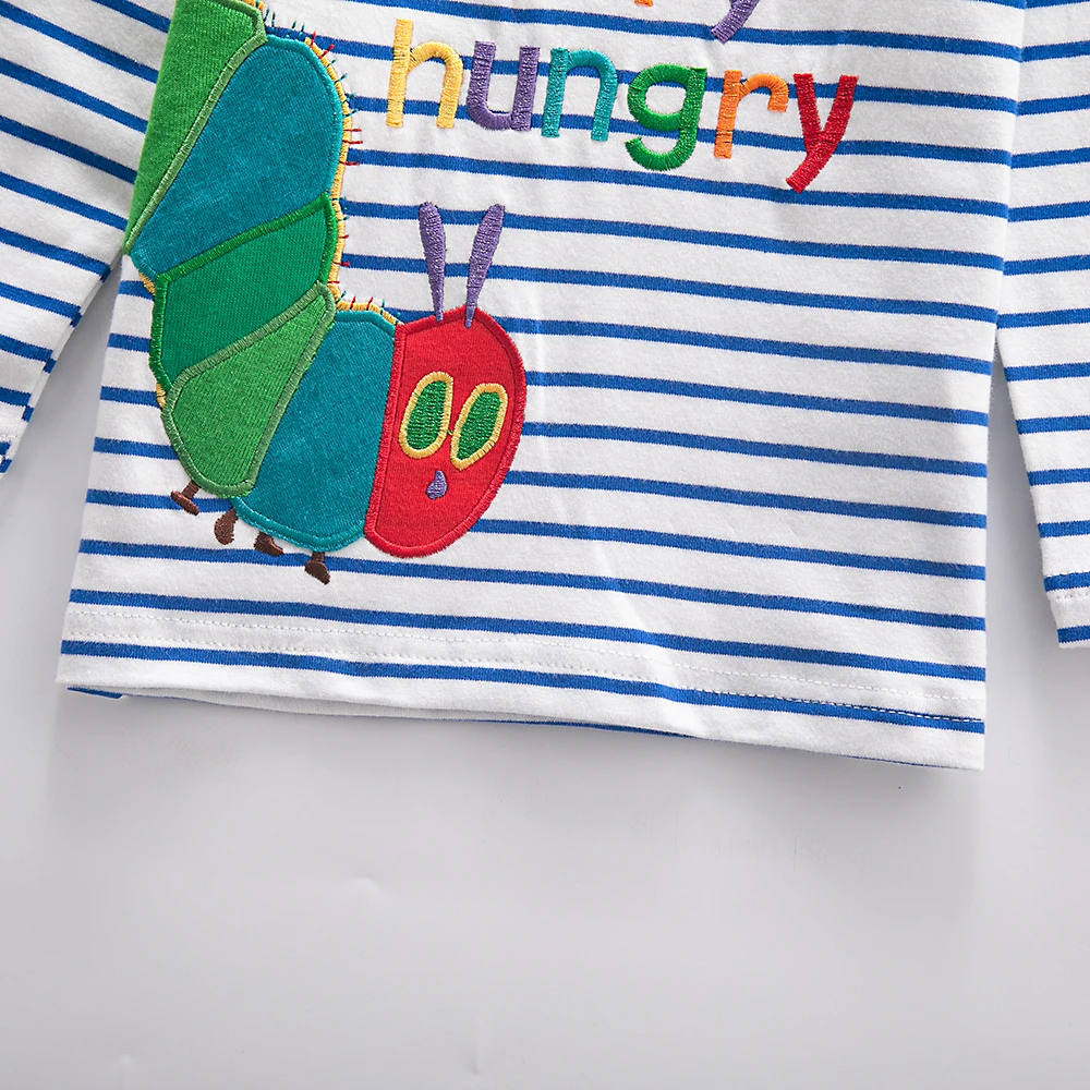 Jumping Meters 2-7T New Arrival Striped Animals Embroidery Boys Tshirts Autumn Winter Children's Clothes Long Sleeve Kids Tops 4