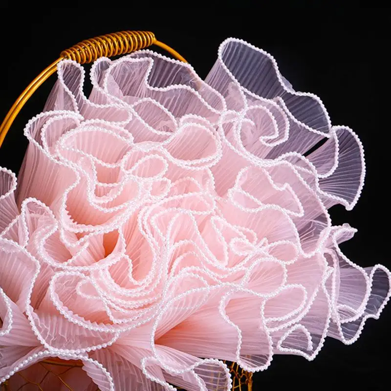 Pearl Wave Yarn Lace Mesh Flower Wrapping Paper - 28x450cm