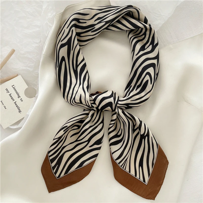 Luna&Dolphin Women Vintage Print Scarf 70x70cm Houndstooth Zebra Chiffon Silk Feeling Headbands Bandana Bag Neckerchief Hijab 4