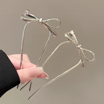 Elegante e sofisticata forcina a fiocco, accessorio per capelli semplice e raffinato, forcina a forma di U per acconciature rialzate.