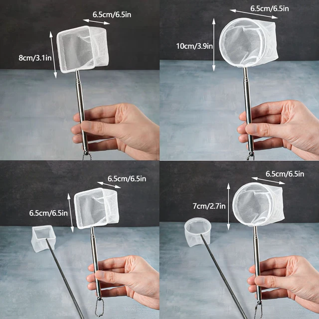 Extendable Long Handle Aquarium Square Fishing Net And Shrimp Catching Tool with Suction Cup for Tank Cleaning