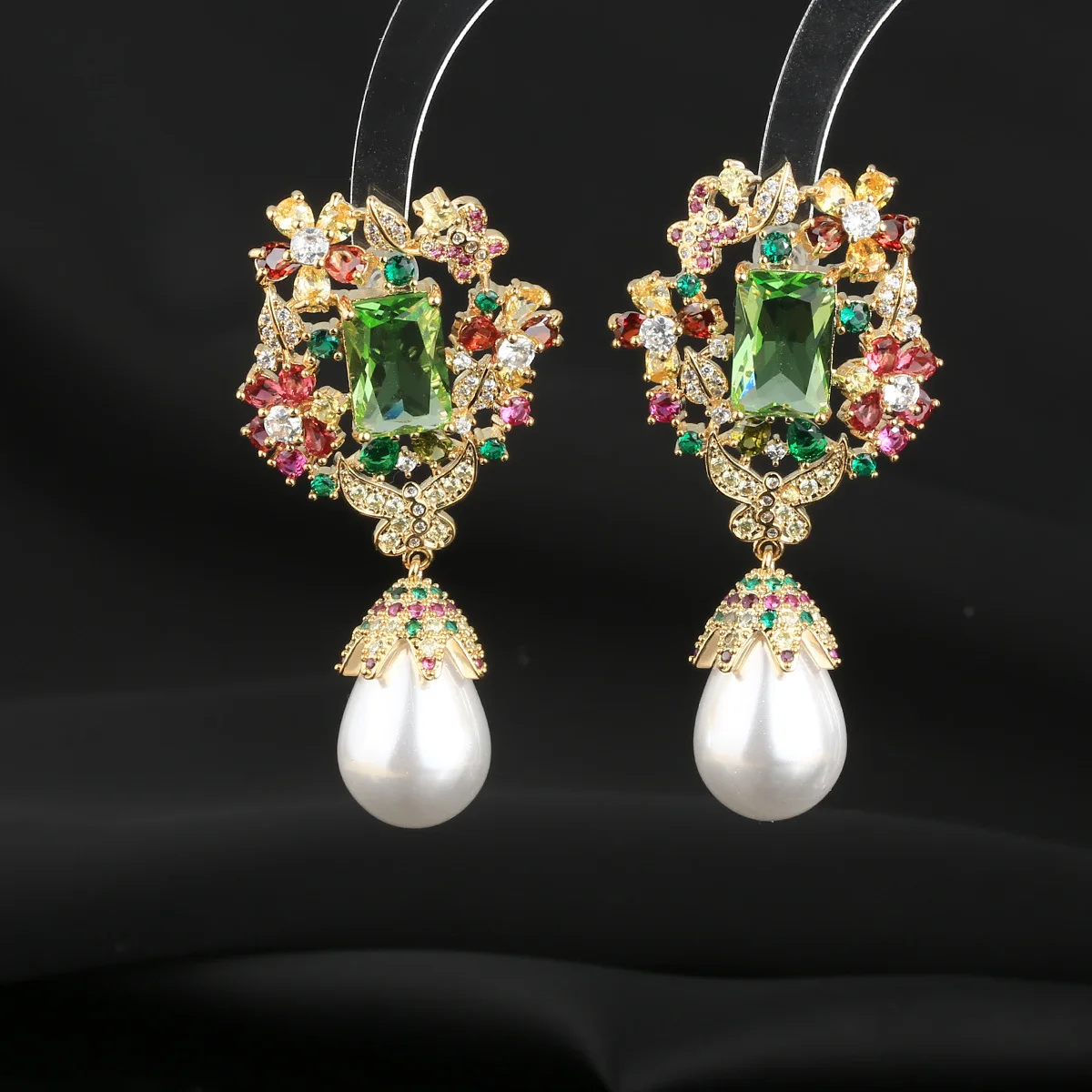 

Colorful Flowers Geometric Light Luxury Eardrops Earrings