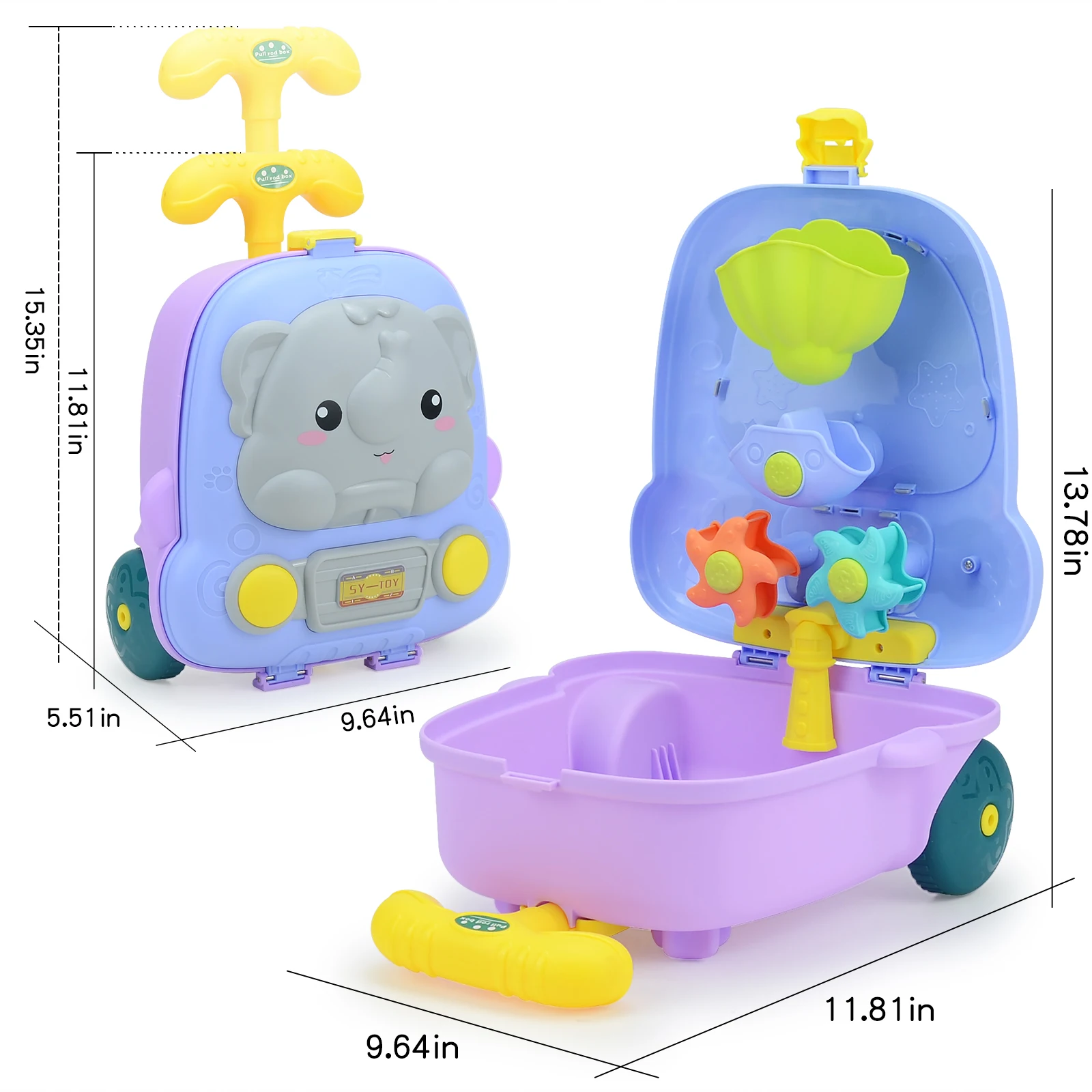 Toddler Beach Toys for Kids ,8 Piece Sand Toys Including , Watering Can, Rake, Shovel, 4 Sand Molds,Outdoor Indoor Play Gift 5