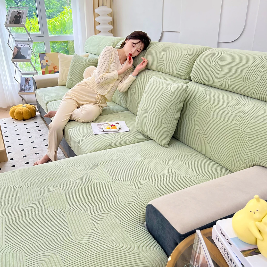 Sofa-Sitzkissenbezug für Wohnzimmer Jacquard Verstärkter Stretch-Bezug Abnehmbar Waschbar Sofaüberzug Haustier- und Kindermöbelschutz – Detail 9