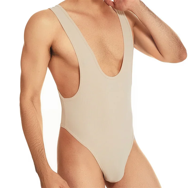 Men's Undershirts Bodysuit Tight-fitting High-elastic Ribbed Nylon Sleeveless Waistcoat Men Undershirt Weightlifting Singlet