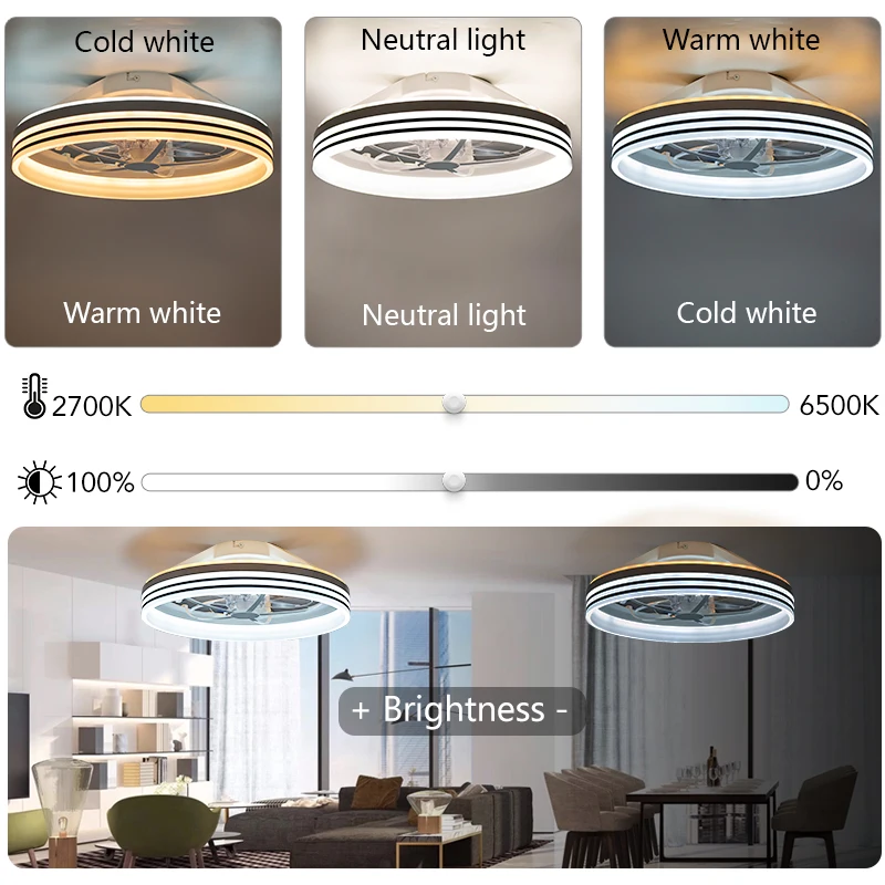 Smart LED Ceiling Fan Light Multifunctional RGB Music Ceiling Lamp Fan with Remote Control Mobile APP Control Room Fans