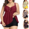 Women's Two-Piece Swimsuit Bikini Set Abdomen Control plus Size with Top And Shorts Fat Lady Swimsuit Cross-Border Size
