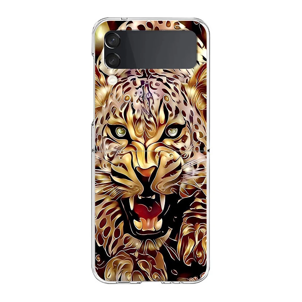 Hard-PC-Handy hülle mit Leoparden muster für Samsung Galaxy Z Flip 5 4 3 transparente Abdeckung für Galaxy Z Flip 6 faltbare stoß feste Hüllen – Detail 1