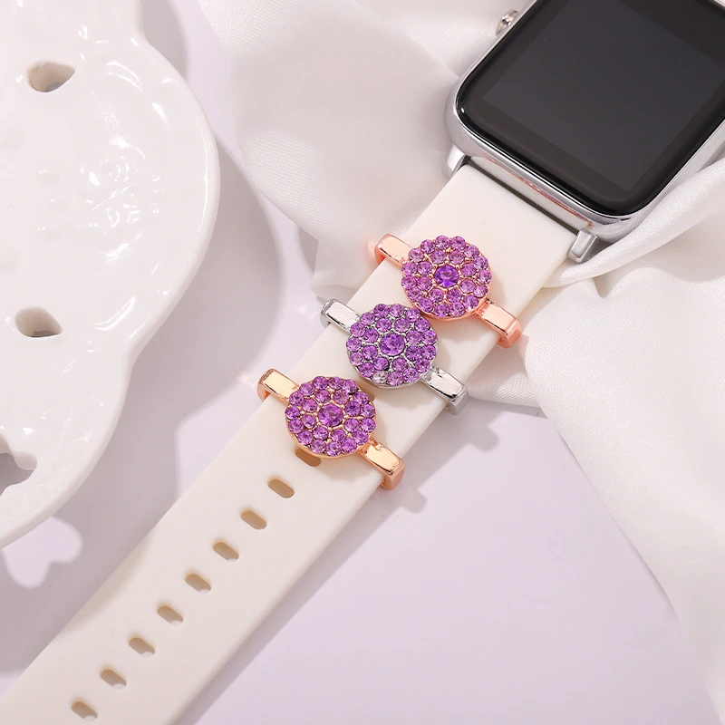 Pulsera reloj con colgante redondo para Apple Watch, accesorios de correa de silicona, para Iwatch, flor | - AliExpress