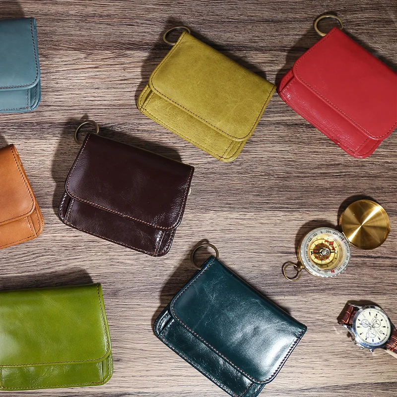 

AETOO Zero wallet oil wax leather wholesale small purse ladies thin pocket handbag rfid multi-card leather ladies purse new