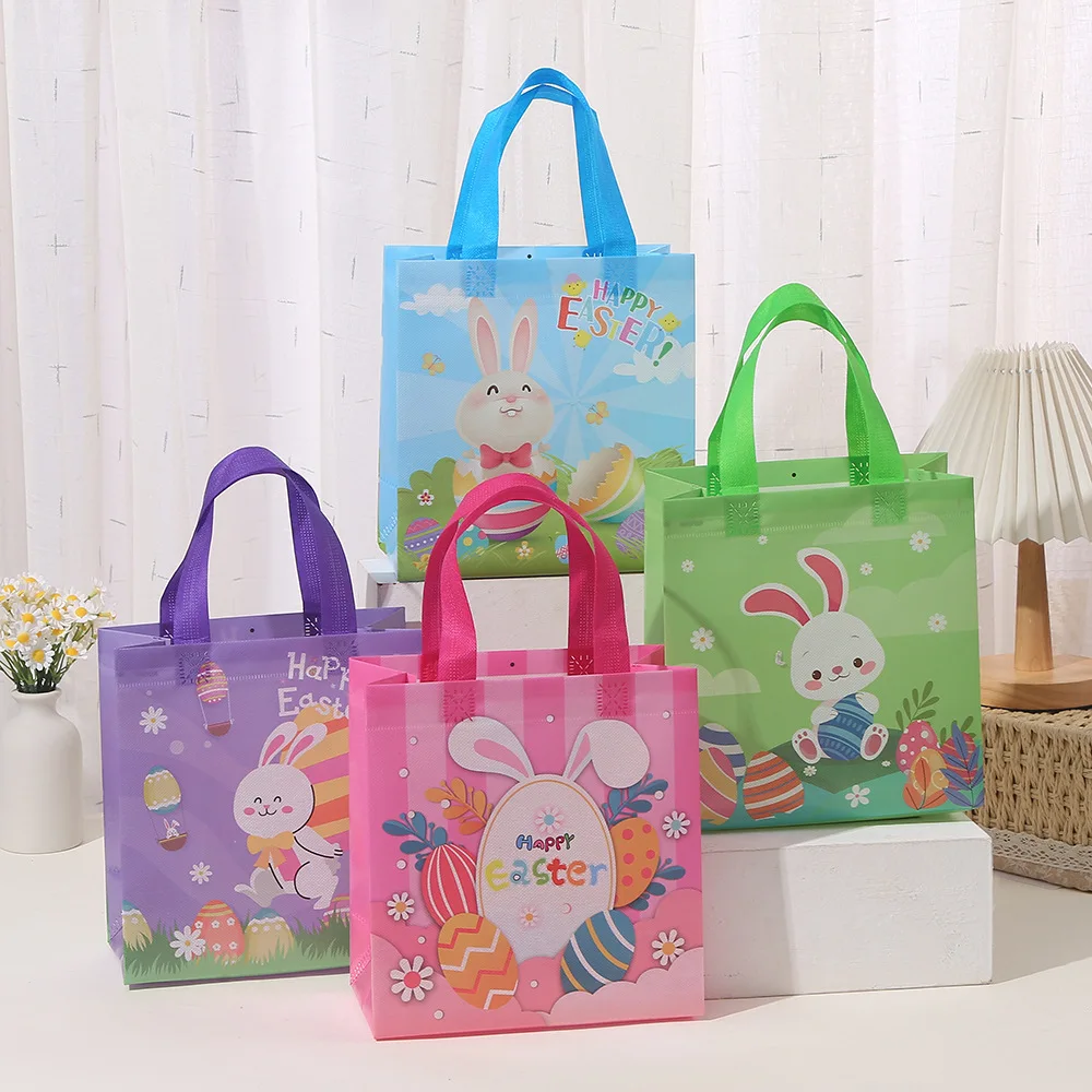 

Easter Gift Bag Rabbit Bunny Nonwoven Fabric Packaging Bag Cookies Candy Bags Happy Easter Party Decoration