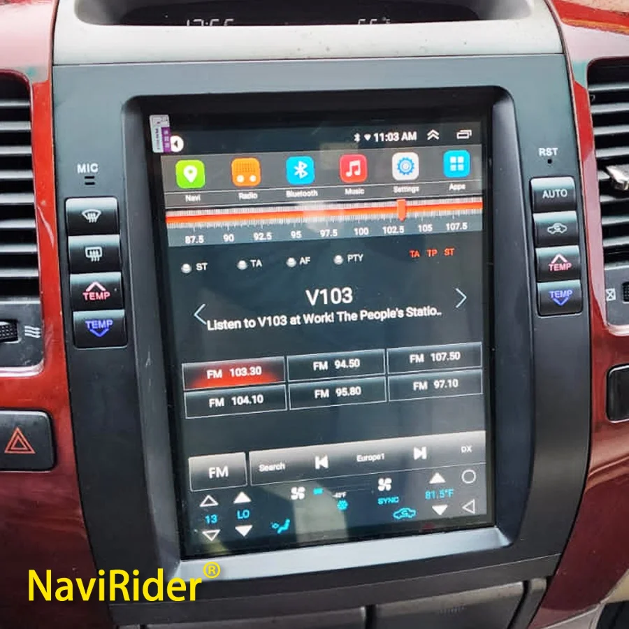 

10,4 дюймовый экран Тесла для Lexus GX470 радио Android 13 для Toyota Land Cruiser 120 Prado стерео автомобильный мультимедийный видеоплеер GPS