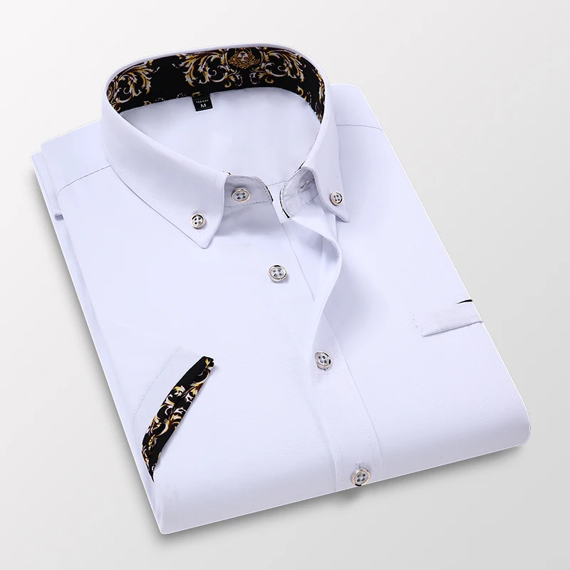 Men's clothing Arrival Men Shirt Fashion Causal Short Sleeved Male Dress Social Business Brand Shirt Soft Weeding White Shirts