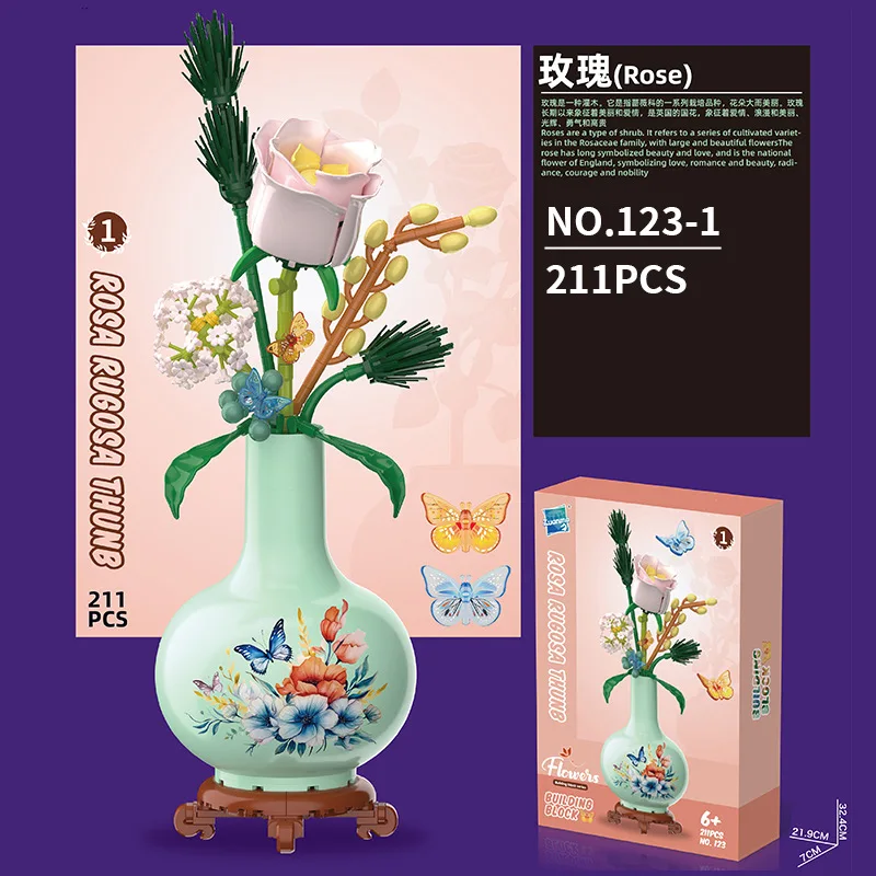 Building Block Flower Toys Small Particle Assembly Building Blocks Potted Plants Children Plant Desktop Decoration Toys Kid Gift - 6