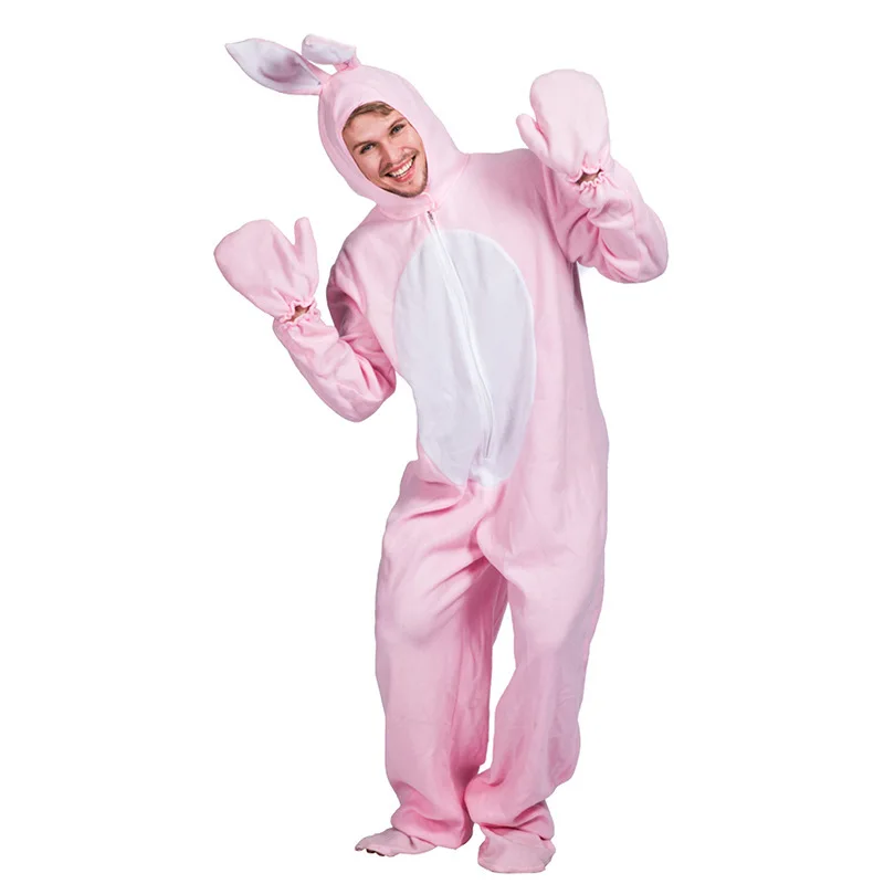 

Easter Stage Men and Women Cocos Animal Costumes Cute Pink Big Bunny Halloween Cosplay Costumes Carnival Party Onesie Adult Kids