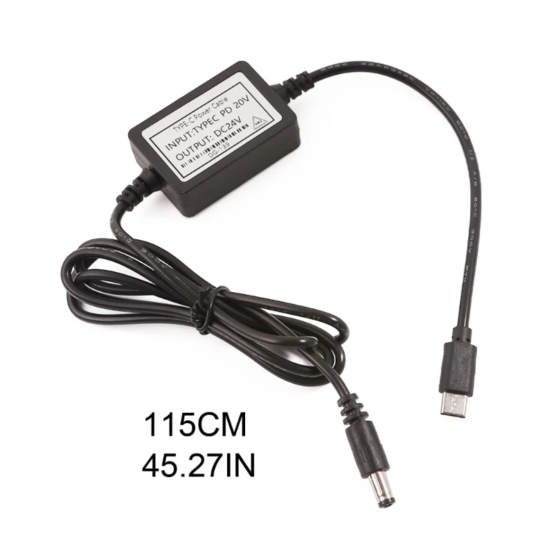 USB TypeC 20V DC24V 5.5x2.1mm 전원 케이블 24V 카메라 및 스피커 용 24V 출력 12V 15V 20V Led 조명 전원 공급 장치