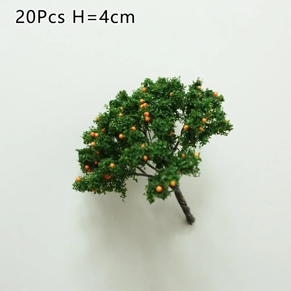 4cm Fruit Tree Model Green Artificial Tree Train Railroad Landscape Scene Layout Garden Decoration Crafts 20Pcs miniature tree ornament model tree ornament