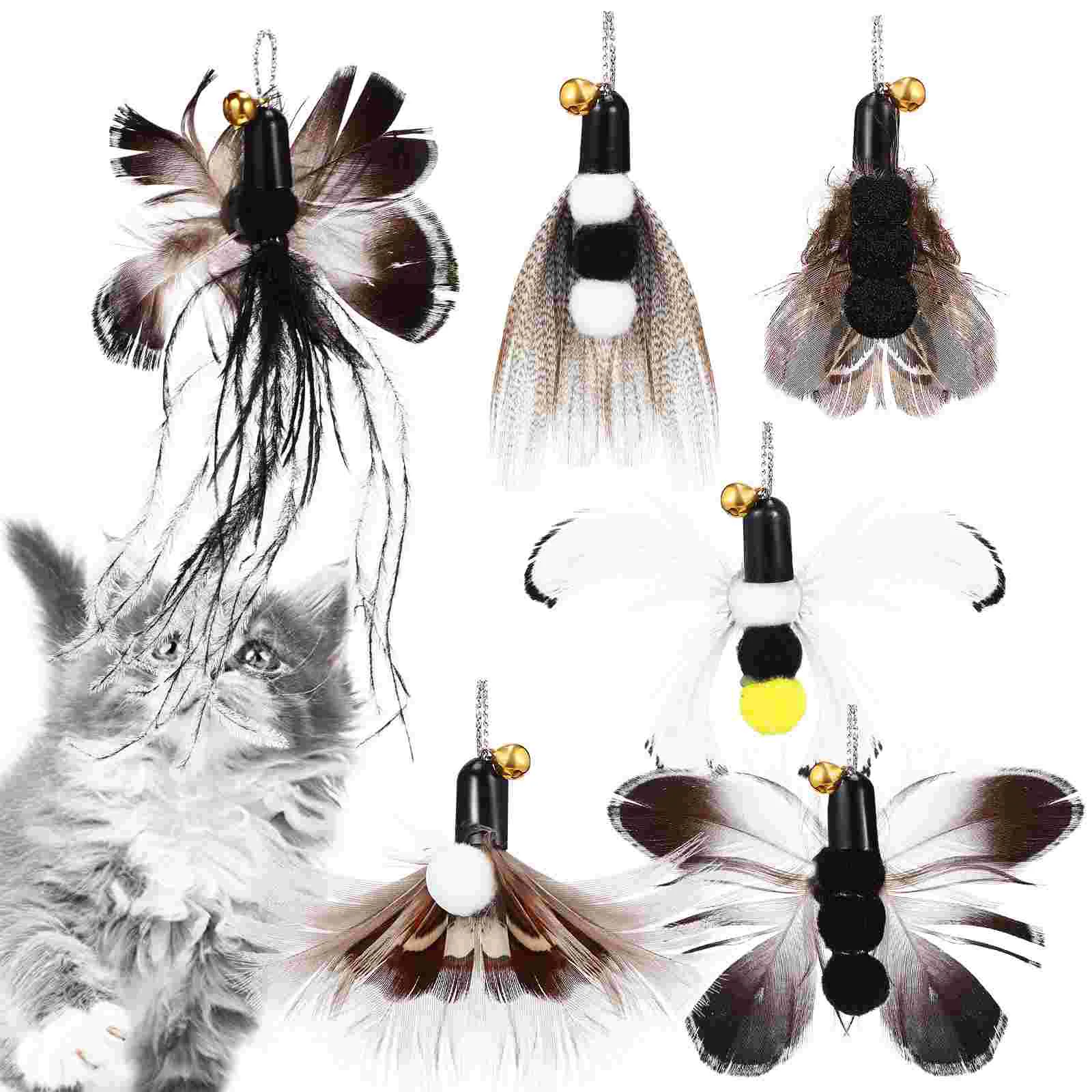 

Simulated Insect Cat Teasing Stick Replacement Head 6pcs Toy Wand Toys For Indoor Cats