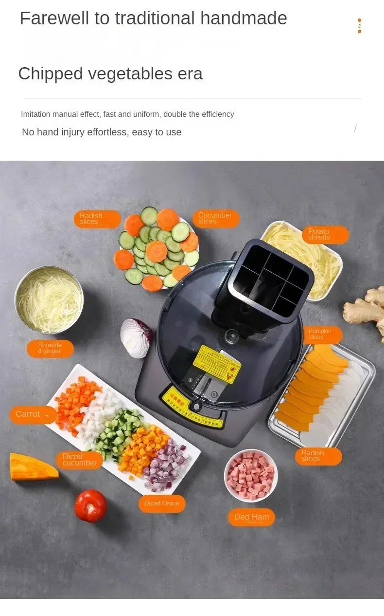 110V 220V Electric Food Slicer Commercial Vegetable, Carrot, Potato Chopper, Slicer and Dicer Electric Vegetable Cutter 3 In 1 6