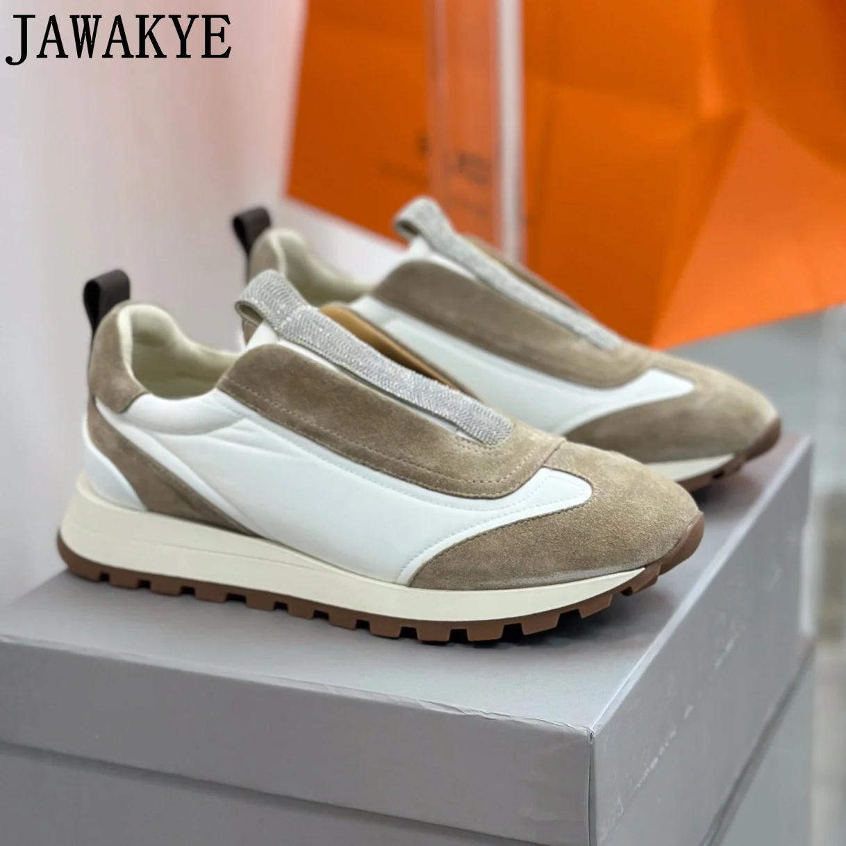 2023 Autumn New Brand Sneakers Ladies Slip-on Loafers Shoes Crystal Embellished Comfort Light Weight Women's Walking Shoes