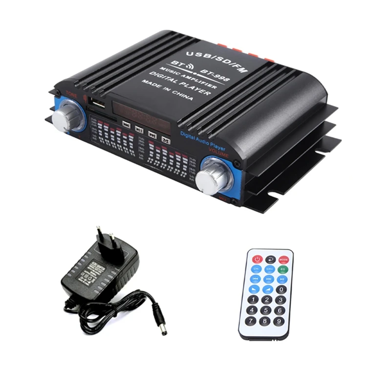 

Усилитель Bluetooth HIFI 4-канальный цифровой аудиосигнал Amp FM-радио MP3 Поддержка USB SD RCA домашняя аудиосистема, прочная европейская вилка