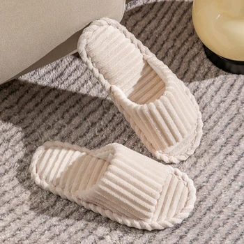Solid Color Flat Heel Slippers Women Indoor and Bedroom Lightweight Comfort Non-slip Open-toe Breathable Slippers for All Season 1