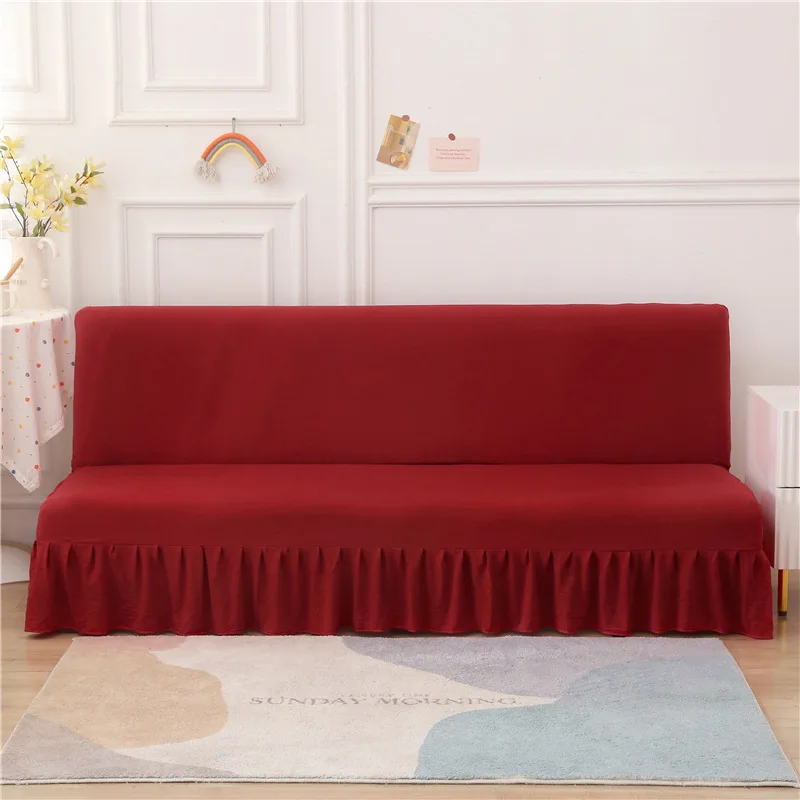 

Skirt-Style Sofa Bed Cover Without Armrests Folding Simple Non-Slip Dust-Proof Sofa Cover Solid Color Modern Simplicity