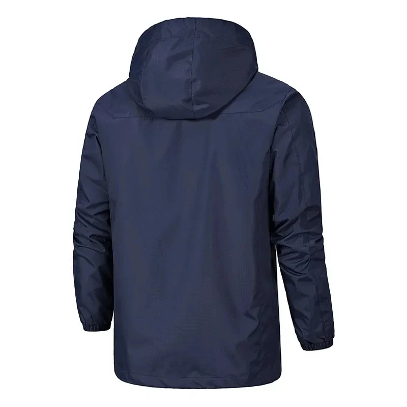 Men's Hooded Outdoor Hiking Waterproof Windbreaker Jacket Adjustable Drawstring Casual Sportswear raincoat and rainpants suit men reflective hoodie