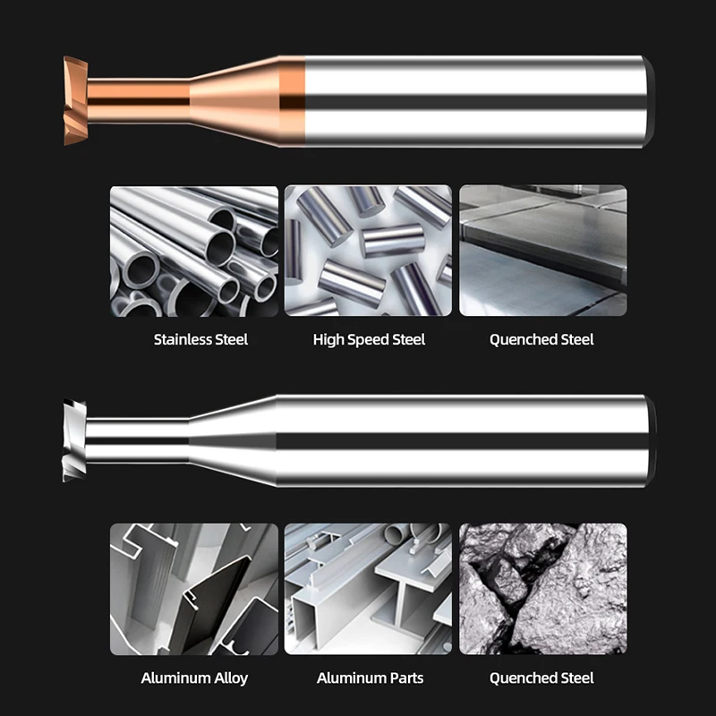 Carbide T Slot Milling Cutter CNC Tools Metal Aluminium Steel Machining Tungsten Steel T-Groove End Mills