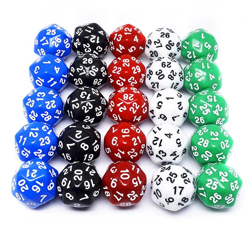 

5Pcs Polyhedral Dice 30 Sided Funny Board Games For Adullts And Children Juegos De Mesa Familiares Divertidos