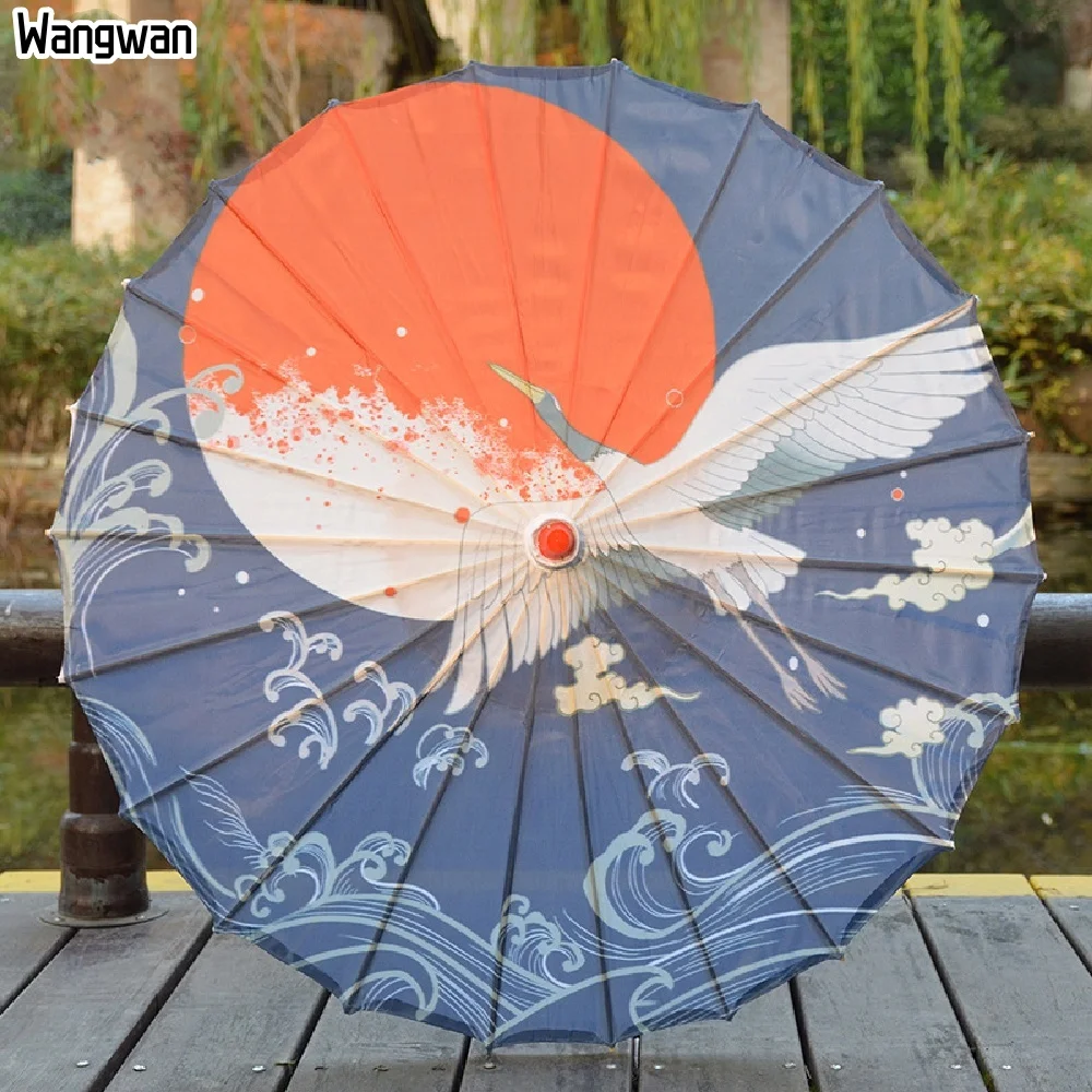 

Japanese Parasols Scenic Chinese Oil Paper Umbrella for Women Silk Wind Resistant UV Sun Long-Handle Dancing Cosplay Prop 84cm