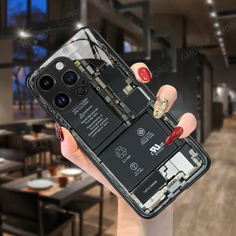 Circuit Board Phone Case Suitable for Apple 13 Funny 14 Promax Creative 12 Cool 15 New Glass Case Fun