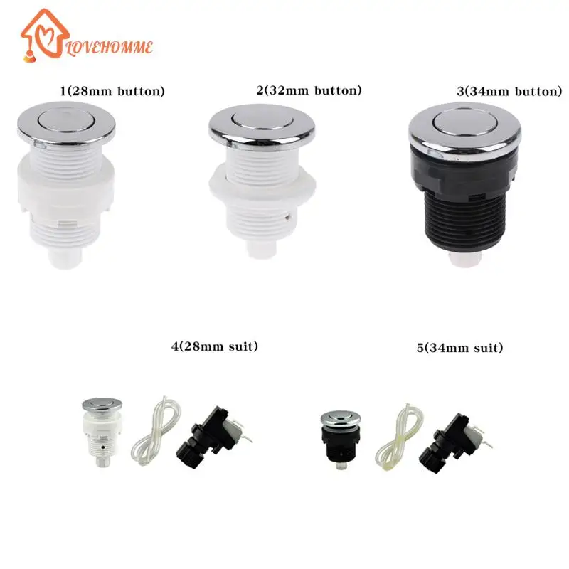 Pneumatic Switch On Off Push Air Switch Button 28mm/32mm/34mm For Bathtub Spa Waste Garbage Disposal Whirlpool Switch