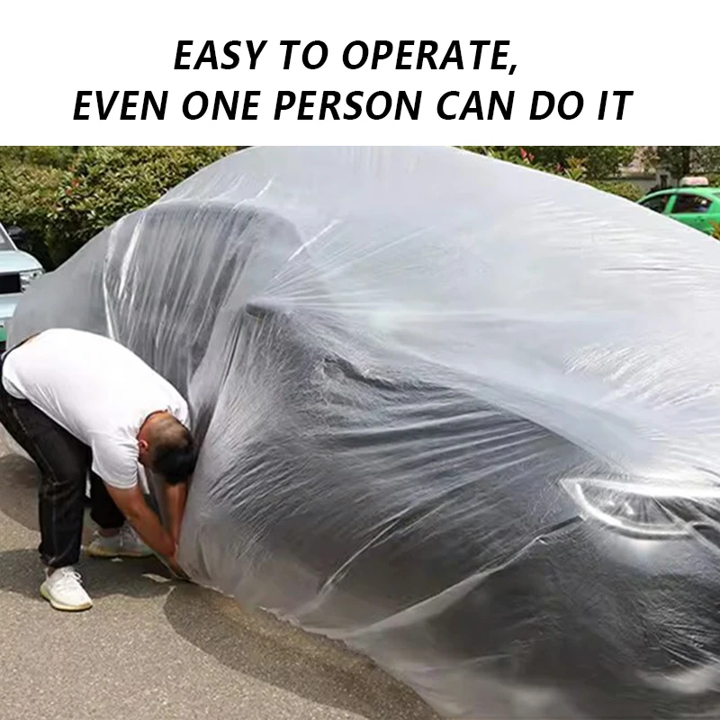 Universal Exterior Waterproof Car Cover disposable plastic PE Automobile Covers Auto Accessories With Elastic Dust Cover Rain Co