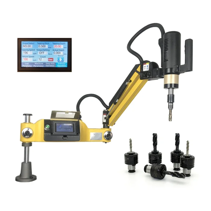 

M2-M10 M3-M12 Electric Tapping Arm Drilling Machine Touch Screen Tapper Threading Tools with ISO/JIS/DIN Chuck Optional 220/110V