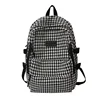 Knitted Backpack for Women Girls Large Capacity Travel Backpack Student Schoolbag Houndstooth Pattern 1