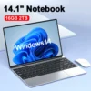 14.1" Ultra Slim Laptop 16GB RAM 2TB SSD Intel N3700 Notebook Gamer Windows 11 Pro 1920*1080  Display Office Study Computer PC 1