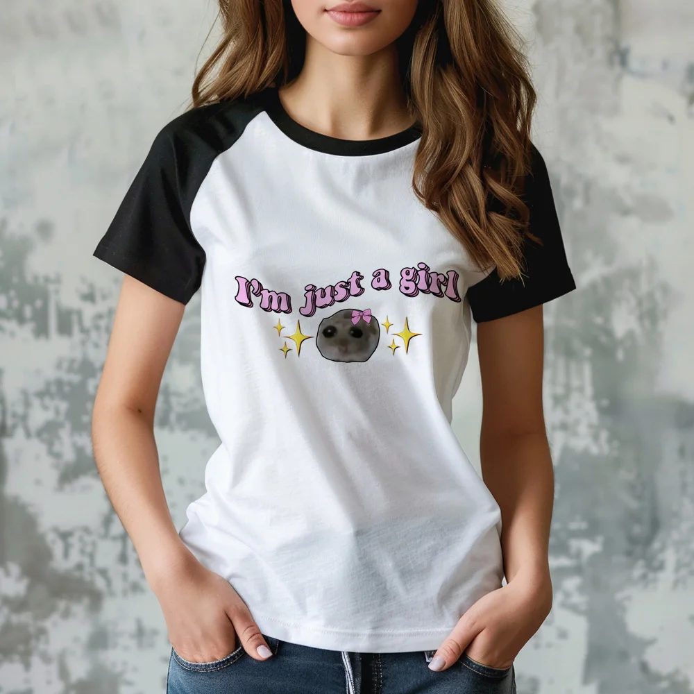 

Sad Hamster t shirt women harajuku comic Y2K top girl 2000s clothing