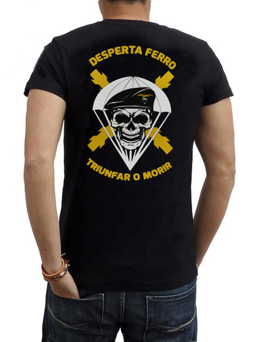 Bripac Spanish Armed Forces Paratroopers Brigade Skull T Shirt New Cotton Short Sleeve O-Neck T-shirt Casual Mens Top