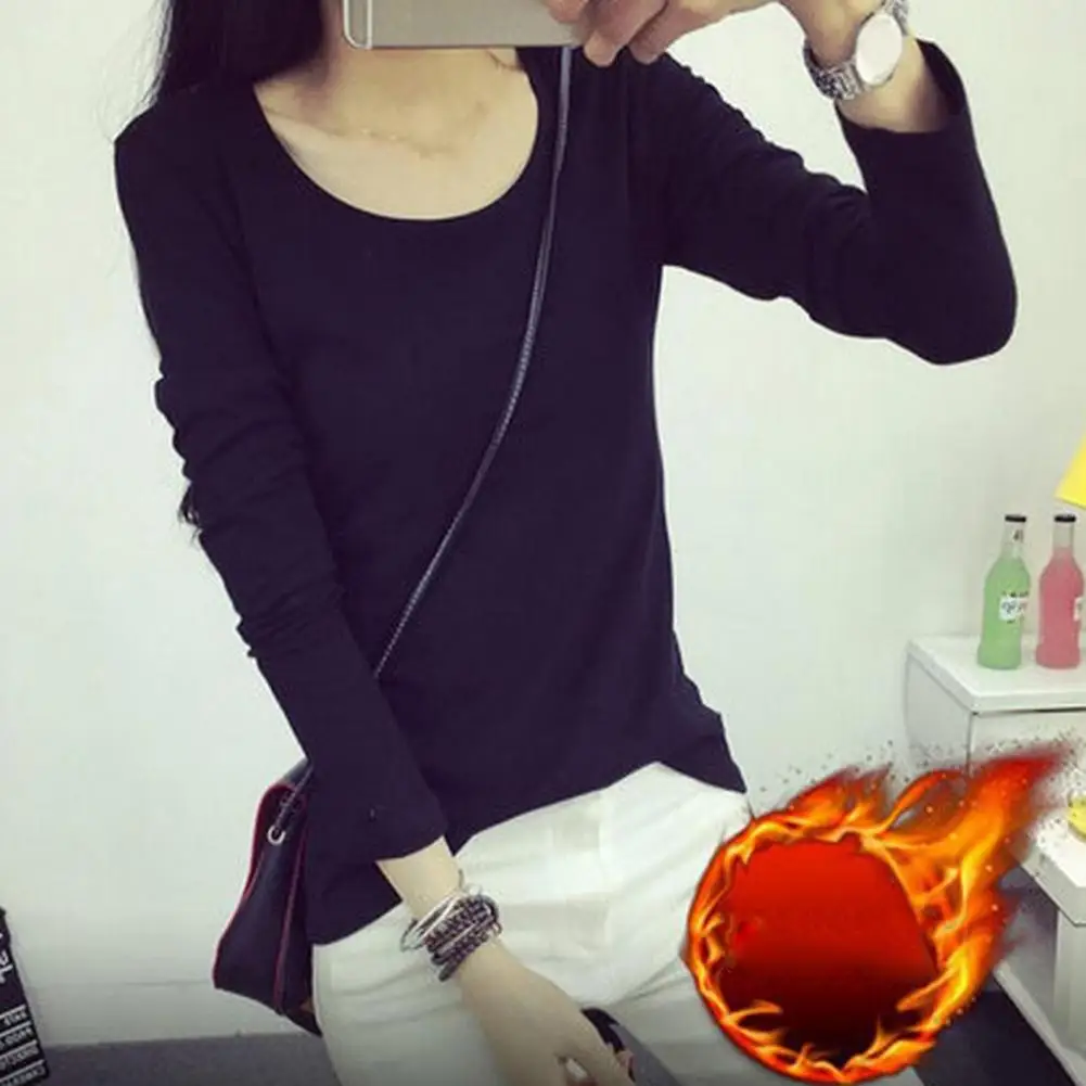 

Women Top Super Soft V-Neck Long Sleeves Loose-fitting Lint Free Warm Polyester Solid Color Women Autumn T-Shirt Female Clothing