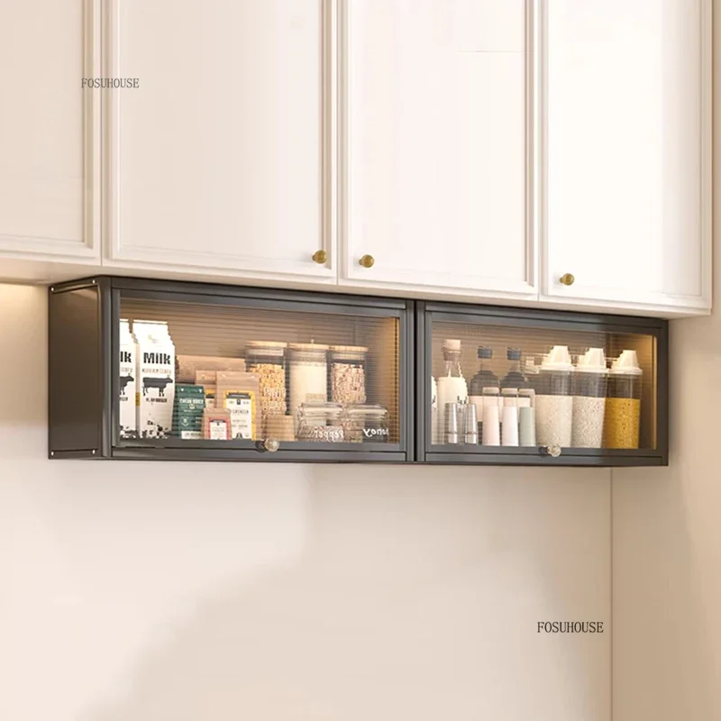 Modern Carbon Steel Kitchen Cabinets Home Spice Storage Cabinet Minimalist Multi-functional Wall-mounted Storage Kitchen Cabinet