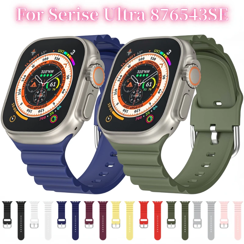 

Silicone Strap for Apple Watch UItra 49mm Watchband 8 7 45mm 41mm Bracelet Wristband for iWatch 6 5 4 3 SE 44mm 40mm 42mm Band