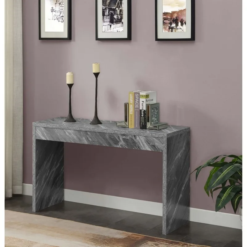 

Convenience Concepts Northfield Hall Console Table/Desk, Gray Faux Marble Console Table for Living Room Entryway Table