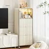 Nordic Cream Style Kitchen Cabinets  Small Apartment Storage Cabinet Multi-layer Home Microwave Oven Kitchenware Kitchen Cabinet 3